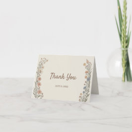 Elegant Boho Floral Wedding Thank You Card サンキューカード