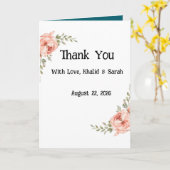 Elegant Boho Floral Wedding Thank You Card Pink  カード (黄色い花)