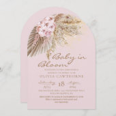 Elegant  Boho Flowers Baby Girl Shower  招待状 (正面/裏面)