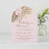 Elegant  Boho Flowers Baby Girl Shower  招待状 (スタンド正面)
