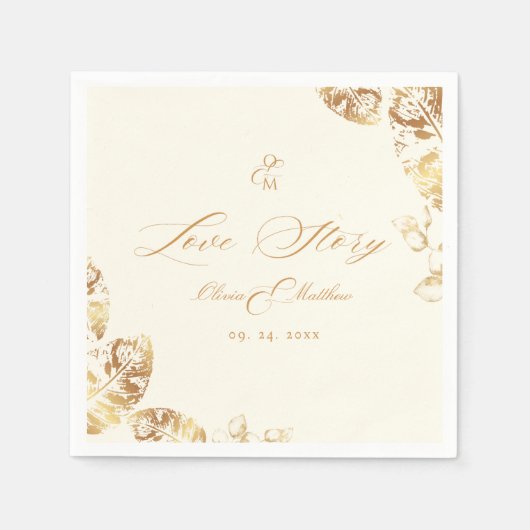 Elegant Boho | Gold Autumn Wedding スタンダードカクテルナプキン (正面)