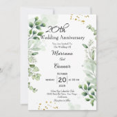 Elegant Boho Greenery Wedding Anniversary  招待状 (正面)