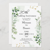 Elegant Boho Greenery Wedding Anniversary  招待状 (正面/裏面)