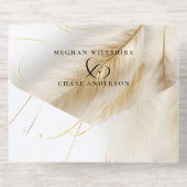 Elegant Boho Ivory and Gold Pampas Foil オールインワン招待状 (背面)