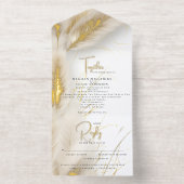 Elegant Boho Ivory and Gold Pampas Foil オールインワン招待状 (内側)