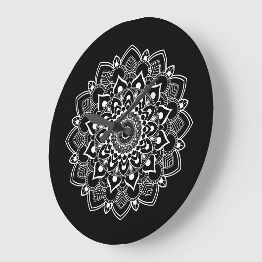 Elegant Boho Mandala  ラージ壁時計 (傾斜)