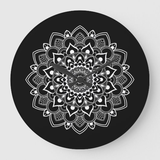 Elegant Boho Mandala  ラージ壁時計 (正面)