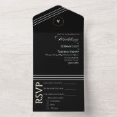 Elegant Boho Minimalist Black & White Wedding オールインワン招待状 (内側)