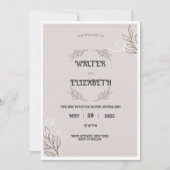 Elegant Boho Minimalist Floral Wedding Invitation 招待状 (正面)