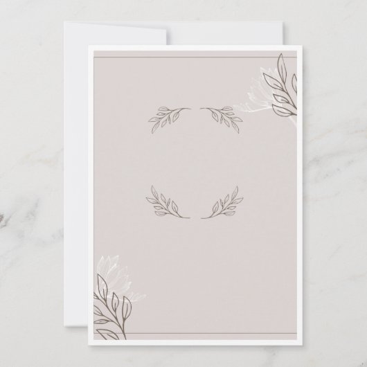 Elegant Boho Minimalist Floral Wedding Invitation 招待状 (裏面)