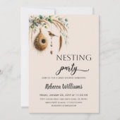 Elegant Boho Nesting Party Bird Baby Shower 招待状 (正面)