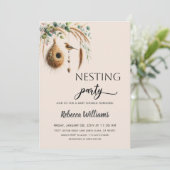 Elegant Boho Nesting Party Bird Baby Shower 招待状 (スタンド正面)