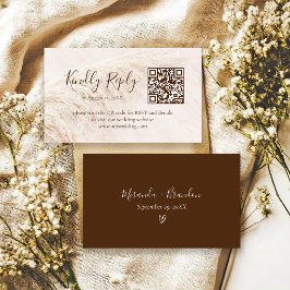 Elegant Boho Pampas Grass Wedding RSVP Card エンクロージャーカード