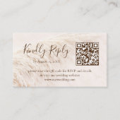 Elegant Boho Pampas Grass Wedding RSVP Card エンクロージャーカード (正面)