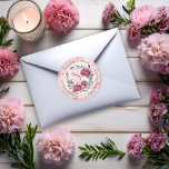 Elegant Boho Pink Carnations Floral Return Address ラウンドシール<br><div class="desc">Add a refined finishing touch to envelopes, invitations, and gifts with this personalized carnation floral round address sticker seal. Designed to coordinate seamlessly with matching stationery, this classic round sticker brings timeless floral elegance to both special occasions and everyday mail. The design features an open-ended floral wreath arranged along the...</div>