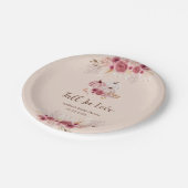 Elegant Boho Pink Pumpkin Bridal Shower ペーパープレート (アングル)