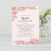 Elegant Boho Pink Watercolor Floral Bridal Shower 招待状 (スタンド正面)