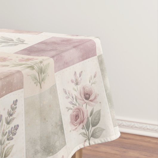 Elegant Boho Purple Quilt Floral Patchwork Pattern テーブルクロス (インサイチュ)