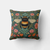 Elegant boho retro bumblebee spring florals  クッション (裏面)