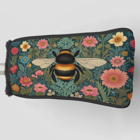 Elegant boho retro bumblebee spring florals  ゴルフヘッドカバー (正面)