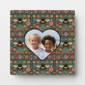 Elegant boho retro bumblebee spring florals  フォトプラーク (正面)