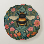 Elegant boho retro bumblebee spring florals  ラウンドクッション (裏面)