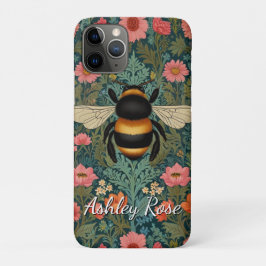 Elegant boho retro bumblebee spring florals  iPhone 11 proケース