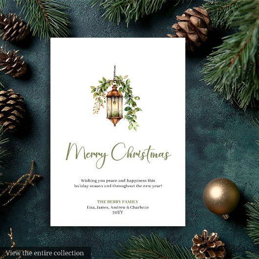Elegant Boho Rustic Neutral Holiday Greeting Card シーズンカード