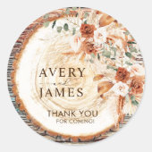 Elegant Boho Rustic Wedding Stickers Thank You ラウンドシール (正面)