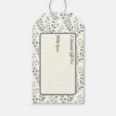 Elegant Boho Sage Cream Floral Pattern ギフトタグ (正面)