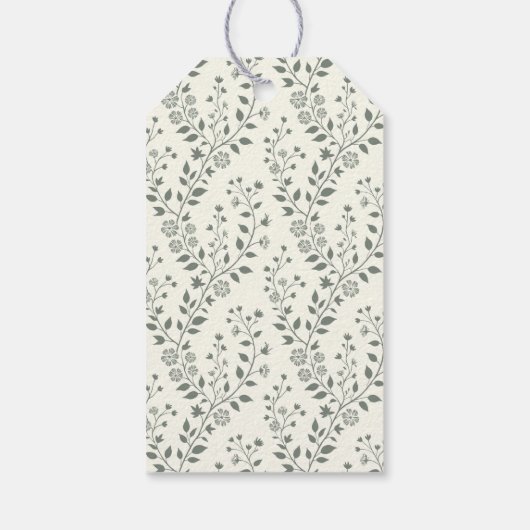 Elegant Boho Sage Cream Floral Pattern ギフトタグ (裏面)
