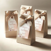 Elegant Boho Style Pink Rose Floral Welcome  ギフトタグ