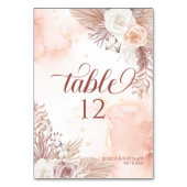 Elegant Boho Style Pink Rose Floral Welcome  テーブルナンバー (裏面)