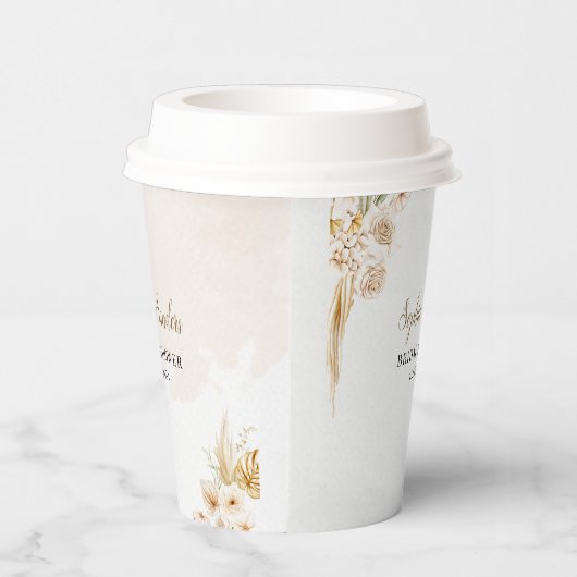 Elegant Boho Style with Beige & Yellow Flowers 紙コップ (右)