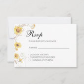 Elegant Boho Sunflower Botanical RSVP card (正面)