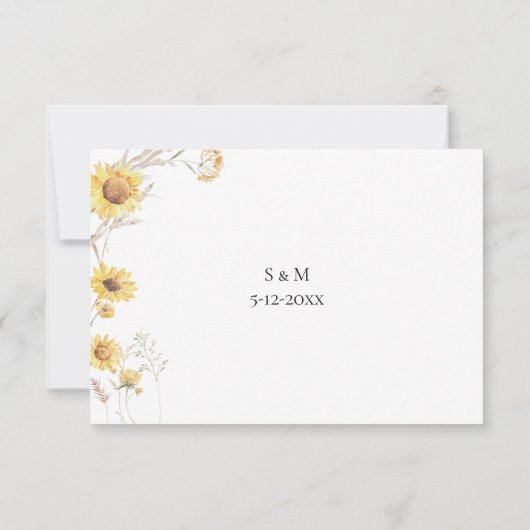 Elegant Boho Sunflower Botanical RSVP card (裏面)