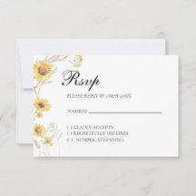 Elegant Boho Sunflower Botanical RSVP card