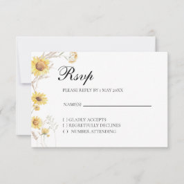 Elegant Boho Sunflower Botanical RSVP card