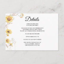 Elegant Boho Sunflower Enclosure Card Details