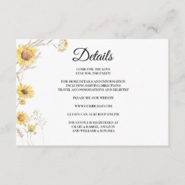 Elegant Boho Sunflower Enclosure Card Details エンクロージャーカード