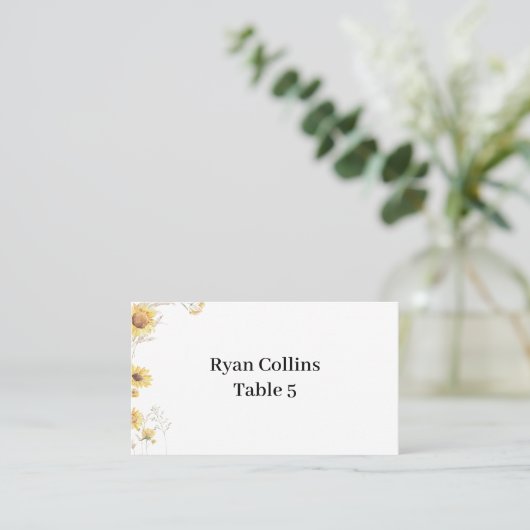 Elegant Boho Sunflower Place Cards プレイスカード (スタンド正面)