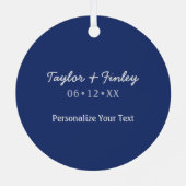    Elegant Boho Sunflower Rustic Navy Blue Wedding メタルオーナメント (裏面)