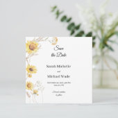 Elegant Boho sunflowers Save the Date Invite セーブザデート (スタンド正面)