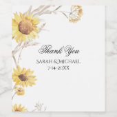 Elegant Boho Sunflowers Wedding ワインラベル (シングルラベル)