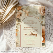 Elegant Boho Terracotta Ivory Sage Floral Wedding  招待状