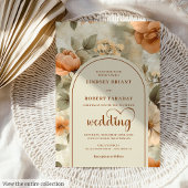 Elegant Boho Terracotta Sage Floral Wedding Invite 招待状
