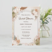 Elegant Boho Tropical Pampas Grass Bridal Shower 招待状 (スタンド正面)