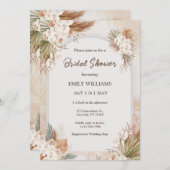 Elegant Boho Tropical Pampas Grass Bridal Shower 招待状 (正面/裏面)