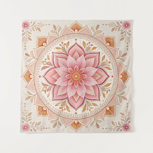 Elegant Boho Wall Tapestry 57in Square Design タペストリー (正面(横))