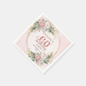 Elegant Boho Watercolor Floral 60 Birthday Napkins スタンダードカクテルナプキン (角)